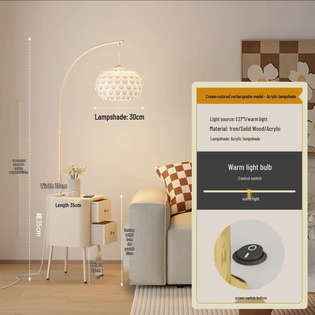 Современный кремовый торшер: Универсальный стиль для спальни, гостиной и прикроватной тумбочки