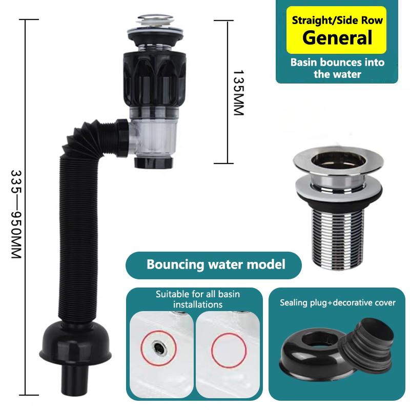 1Set Bathroom Kitchen Sink Drain Pipe Kit Flexible Expandable Anti-Odor Sink Drain Pipe Accessories
