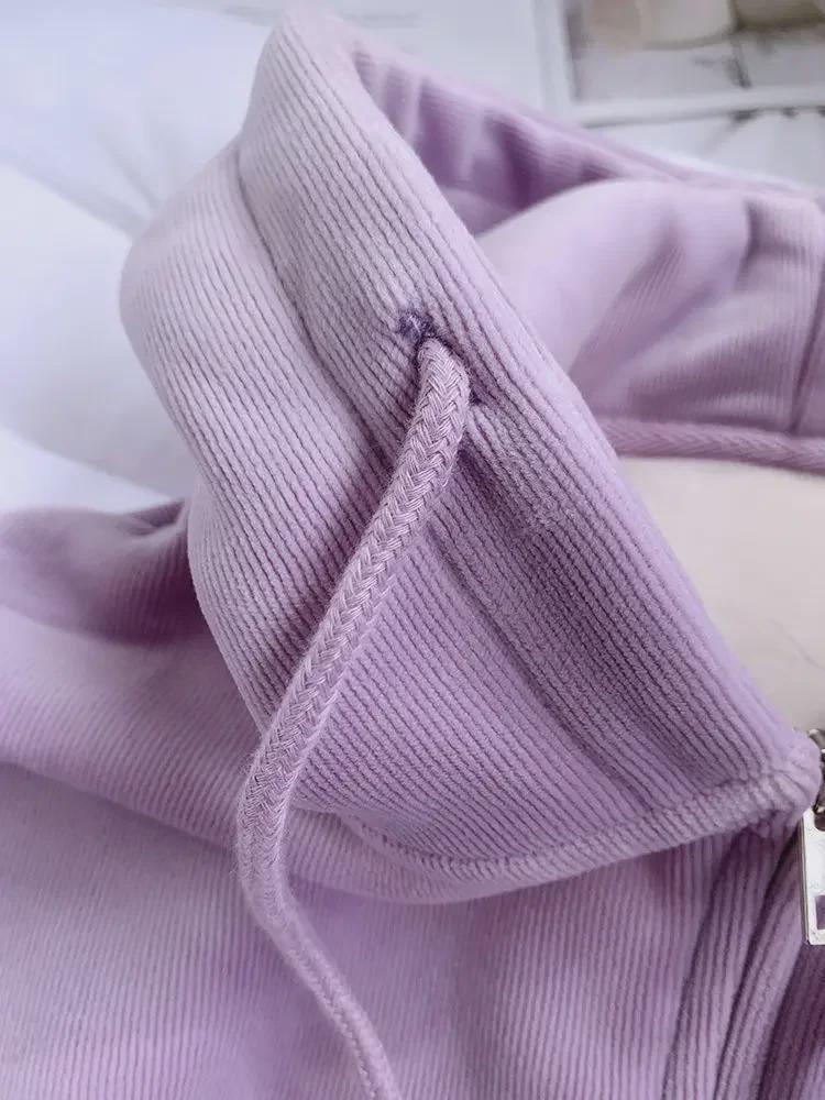 Женская плюшевая утолщенная розовая толстовка с капюшоном - повседневная куртка с длинными рукавами в корейском стиле на молнии для осени и зимы