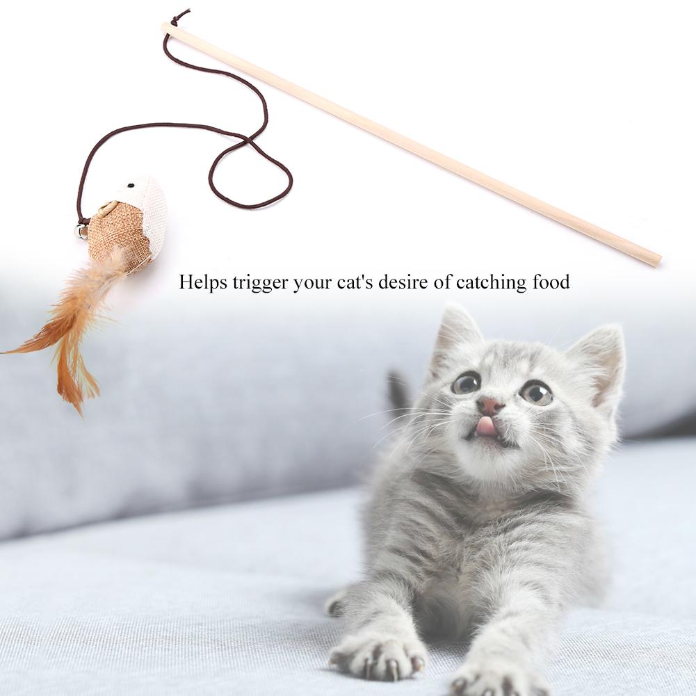 Pet Cat Toy Linen Rat Bird Cat Interactive Catcher Wand Toy (Rat)