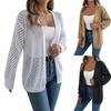 Women's Fashion Casual Solid Color Hollow Long Sleeve Cardigan Sweater Jacket