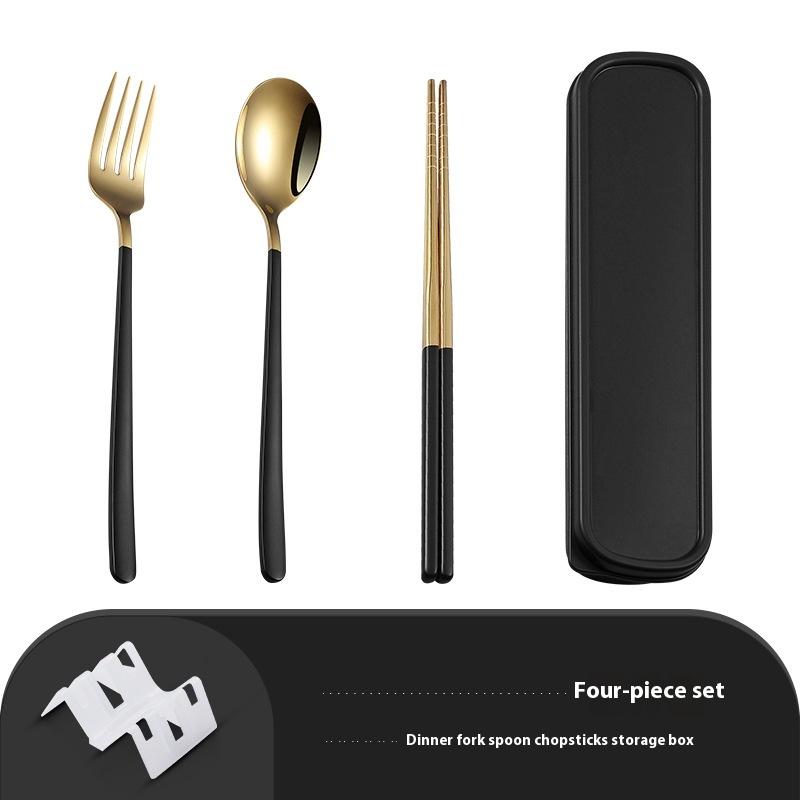 Нержавеющая сталь портативная столовая посуда корейские ложки палочки для еды вилки набор студенческий офисный рабочий походная дорожная посуда кухня