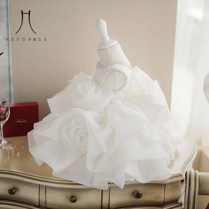 Платье для годовалого ребенка, платье принцессы, новый стиль, белое платье из пышной пряжи для девочки на день рождения, праздничное платье из пышной пряжи в западном стиле для девочки