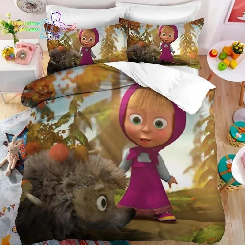 Комплект постельного белья с рисунком аниме-медведя 3D, пододеяльник, одеяло, комплект постельного белья, наволочка, размер King Queen Twin для мальчиков и девочек для взрослых