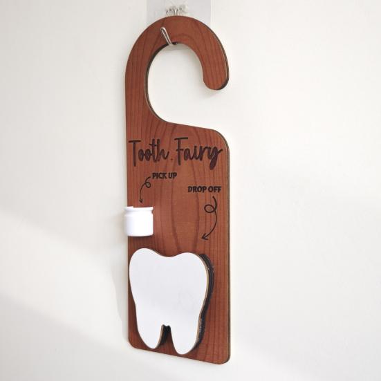 1/2Pcs Wooden Tooth Pattern Door Hanging Decoration Natural Wood Teeth