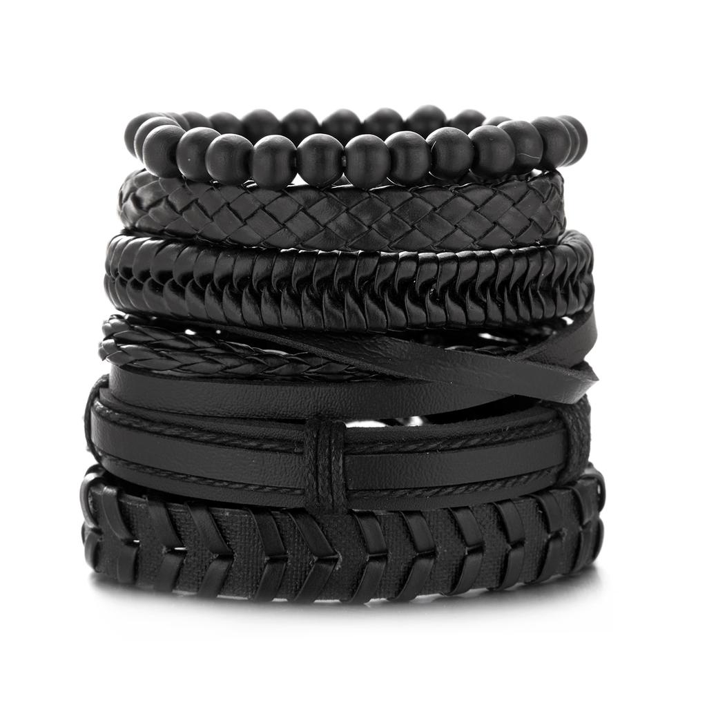 Vintage Multilayer Braided Leather Bracelet For Men Star Leaf Owl Handmade Rope Wrap Bangle Male Gift Jewelry