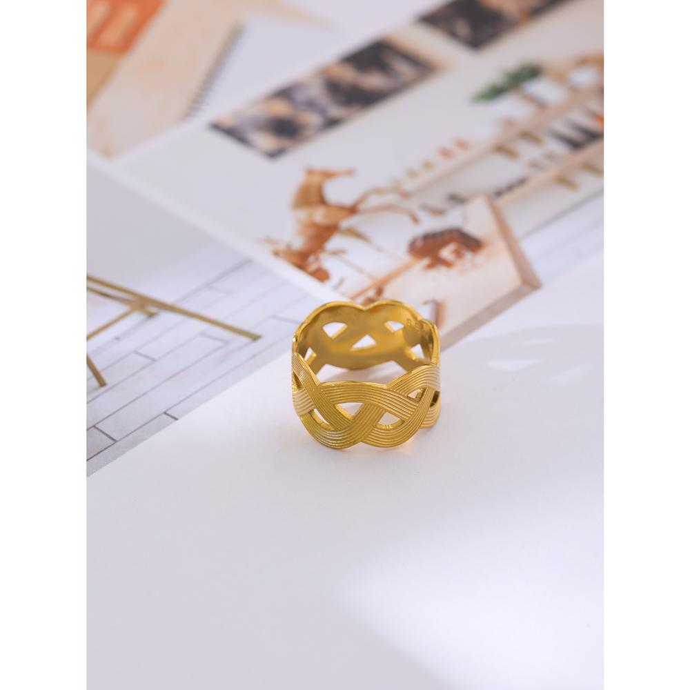 Eetit Кольцо из нержавеющей стали ручной работы с геометрическим узором для женщин