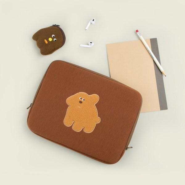 Embroidered Laptop Pouch Todong Todong Friends, the Excitement That Awaits (brown)