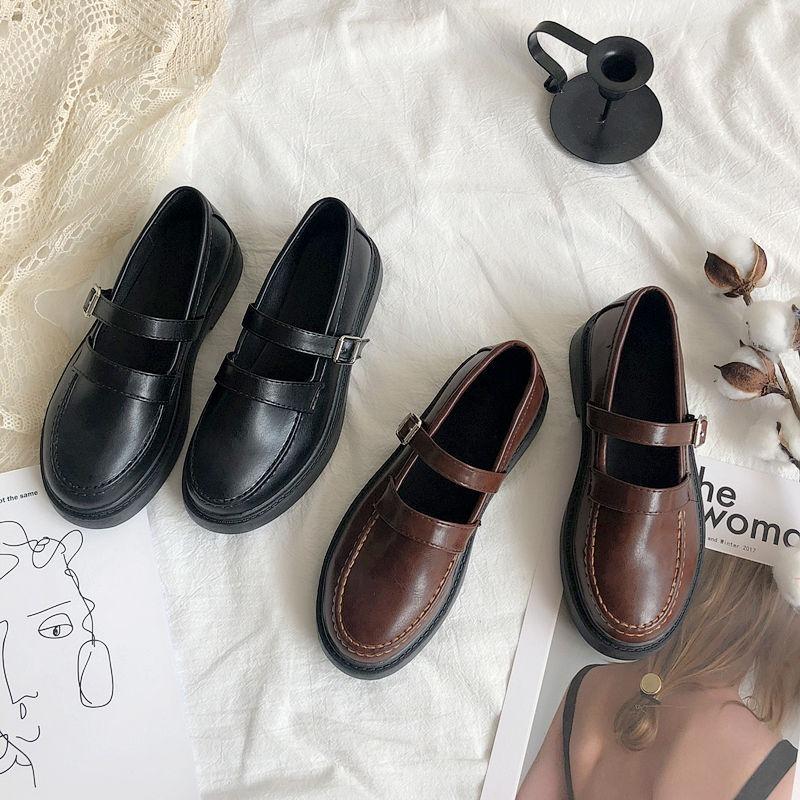 Large Size 44 Womens Shoes Patent Leather Autumn Plus Velvet Black Womens Platform Heels Pumps Leather Mary Janes Uniform Shoes