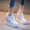Fashion Genuine Leather Women White Sneakers Casual Shoes Female High-Heel Sneakers For Women Wedges Platform Vulcanize Shoes 11cm