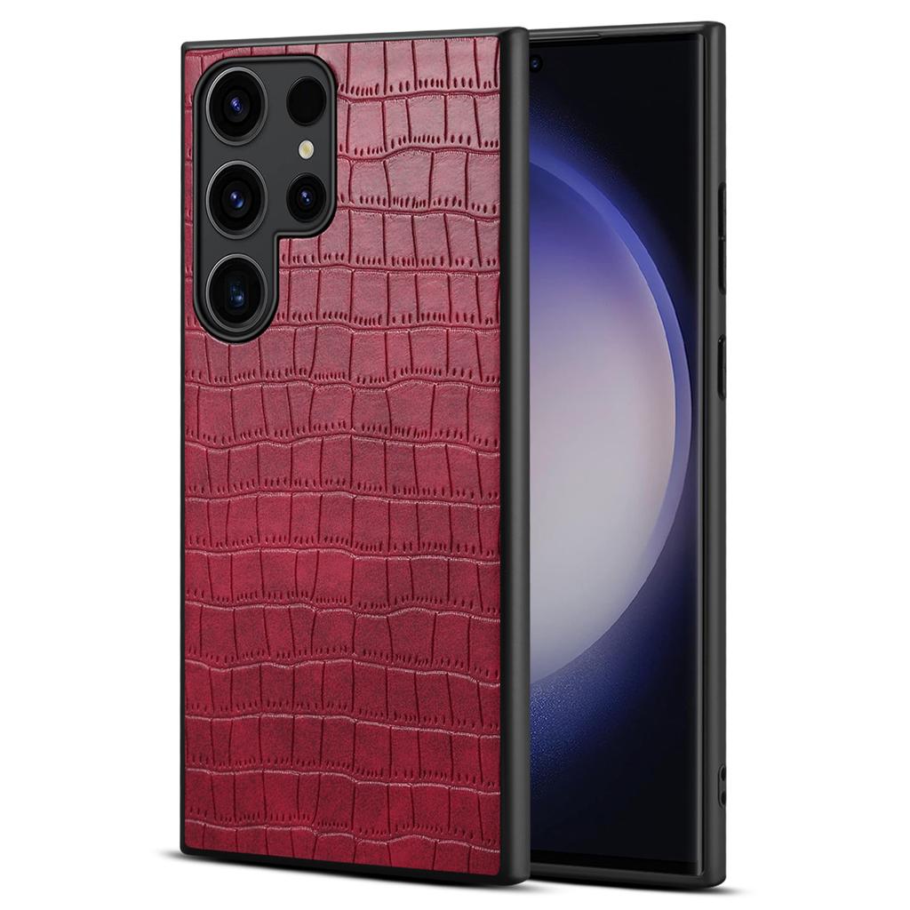 For Samsung Galaxy S24 Ultra Case PU+PC+TPU Crocodile Textured Smart Phone Cover