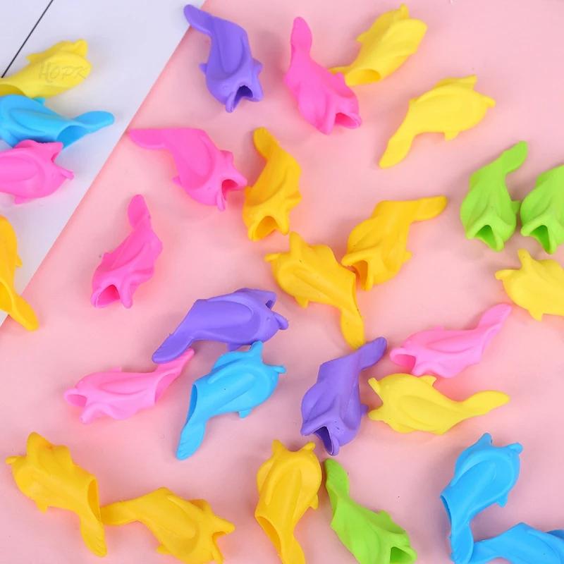 5-100 шт./компл., детские силиконовые ручки для обучения письму для детей, корректирующее устройство, ручка-рыба, ручка для письма, канцелярские принадлежности