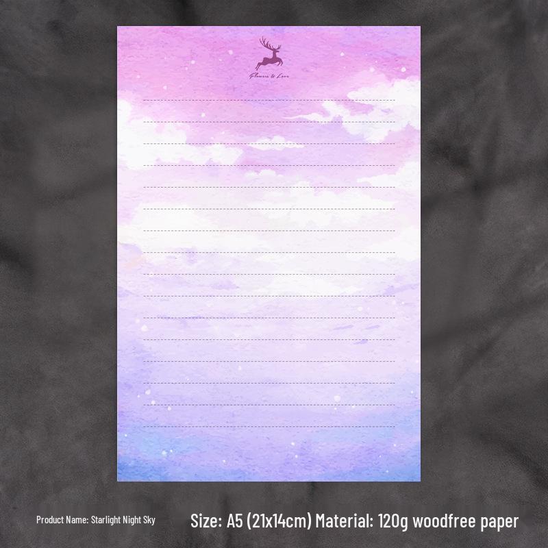 Романтическая бумага для писем в западном стиле формата А5 - Линованные и уплотненные листы для рукописей