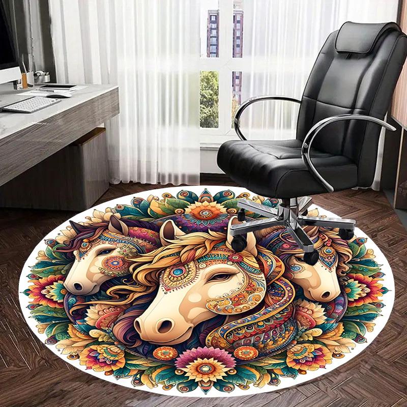 1pc Office Carpet Chair Mats Horse Mandala Artwork Perfect for Decorating Office Chairs, Living Rooms, Or Bedrooms