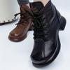 Vintage Short Boots Women's Round Head Thick Bottom Front Lace Up Medium Thick Heel Fashion Solid Color Women's Boots