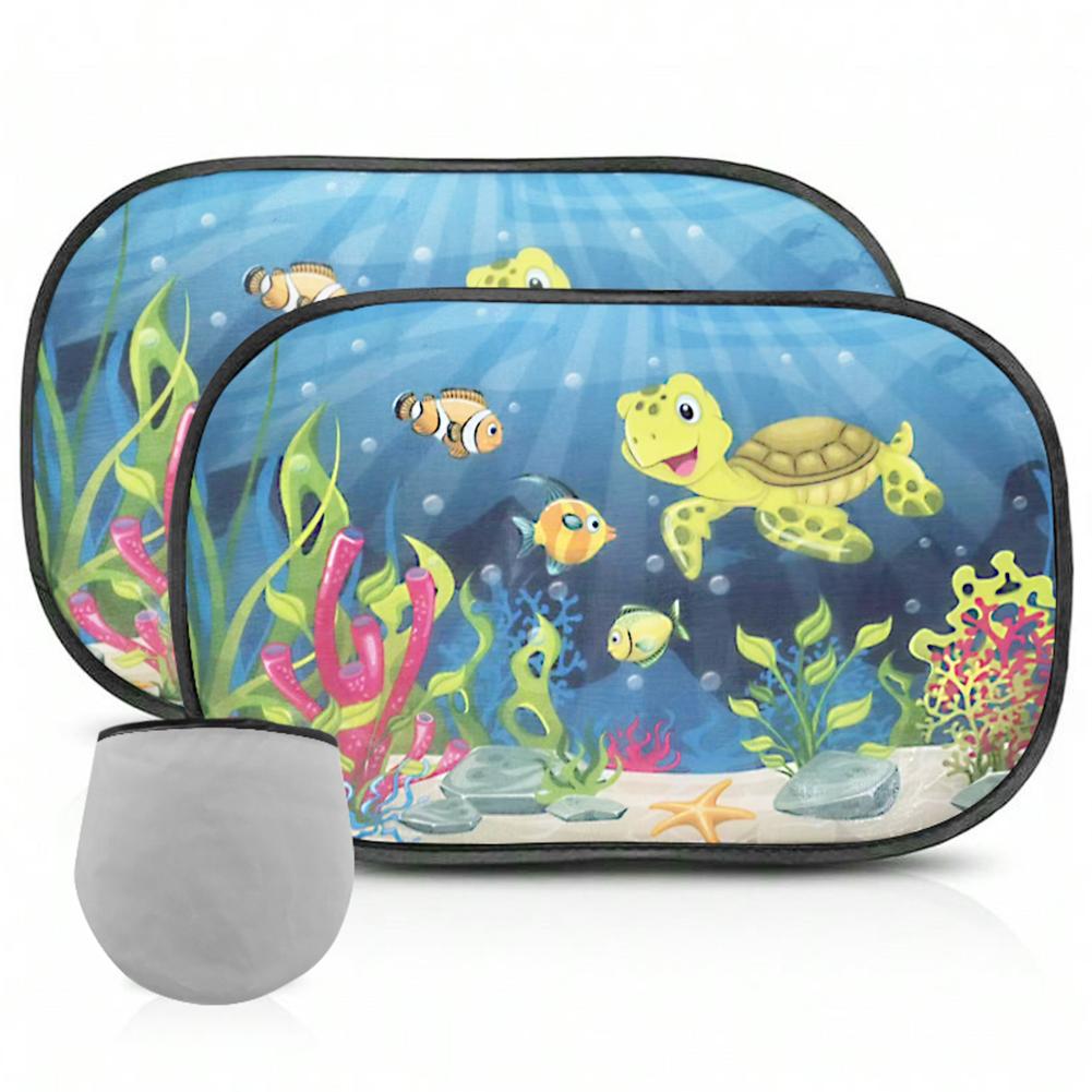 2Pcs Car Side Window SunShade Windscreen Roof Window Cartoon For Children Adults Adsorption SunShade Sunvisor with Storage Bag
