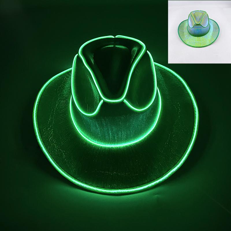Wireless LED Western Cowboy Hat Light Up Cowboy Hat Disco Bride Pink Cowgirl Hat Concert NightClub Wedding Costumes Accessories