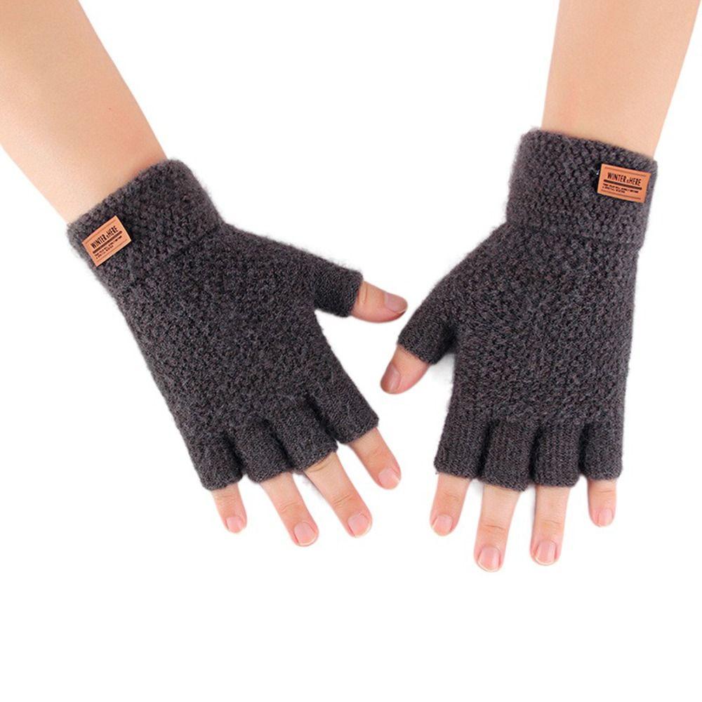 For Female Outdoors Half-finger Gloves Fingerless Mittens Warm Hand Accessories Knitted Gloves