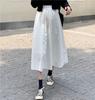 Женская белая длинная юбка Модные карманы Плиссированные юбки до колена Осень 2024 Новые Повседневные Элегантные С высокой талией А-силуэта Женские юбки