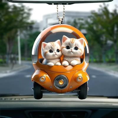 Подвеска в виде кошки, подвесное украшение для автомобиля, реалистичное животное, кошка, зеркало заднего вида, подвесной декор, акриловый автомобильный шарм, подарок на вечеринку и фестиваль для автолюбителей