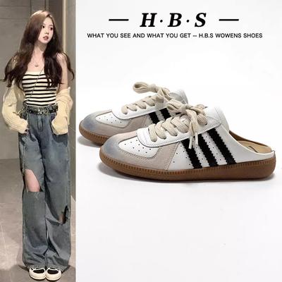 Баотоу полушлепанцы летние новые ретро немецкие тренировочные туфли женские толстая подошва без каблука и одна педаль ленивые туфли