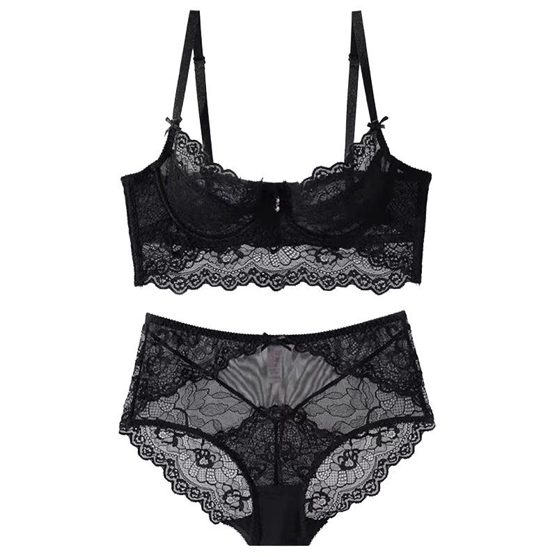Lace Push-Up Underwear Set for Women - Comfortably Minimizes Large Breasts