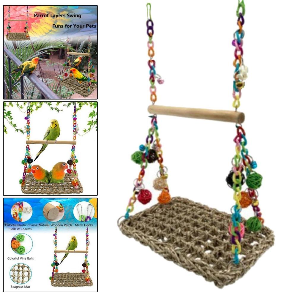 For Parakeets Budgie Bird Toy Hanging Parrot Swing Toy Parrot Climbing Net Bird Perch Pet Hammock