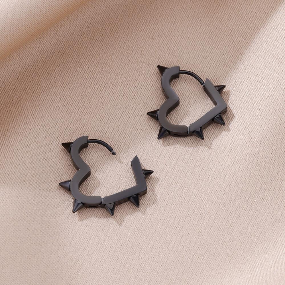 Панк-готические серьги с сердечками для женщин, черные, серебряные, золотые, звездные, квадратные, серьги из нержавеющей стали, пирсинг, ювелирные изделия в стиле рок, подарки 2023