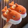 Cover Heel Children's Cute Cartoon Shark Cotton Slippers Soft Sole Non-slip Winter Warm Kids Boys Girls Indoor Home Plush Shoes