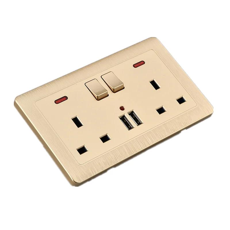Depoguye UK Plug Usb Wall Socket, 5V 2.1A Double USB Socket Universal Three Hole Power outlet,With LED Indicator AC110V-250V