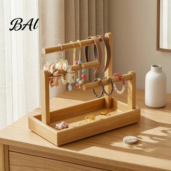 Hair Band Organizer Wooden Headband Holder Stand, Accessories Tray for Hairbands, Scrunchies, Wood Storage Rack Ties, Bows & Clips, Jewelry