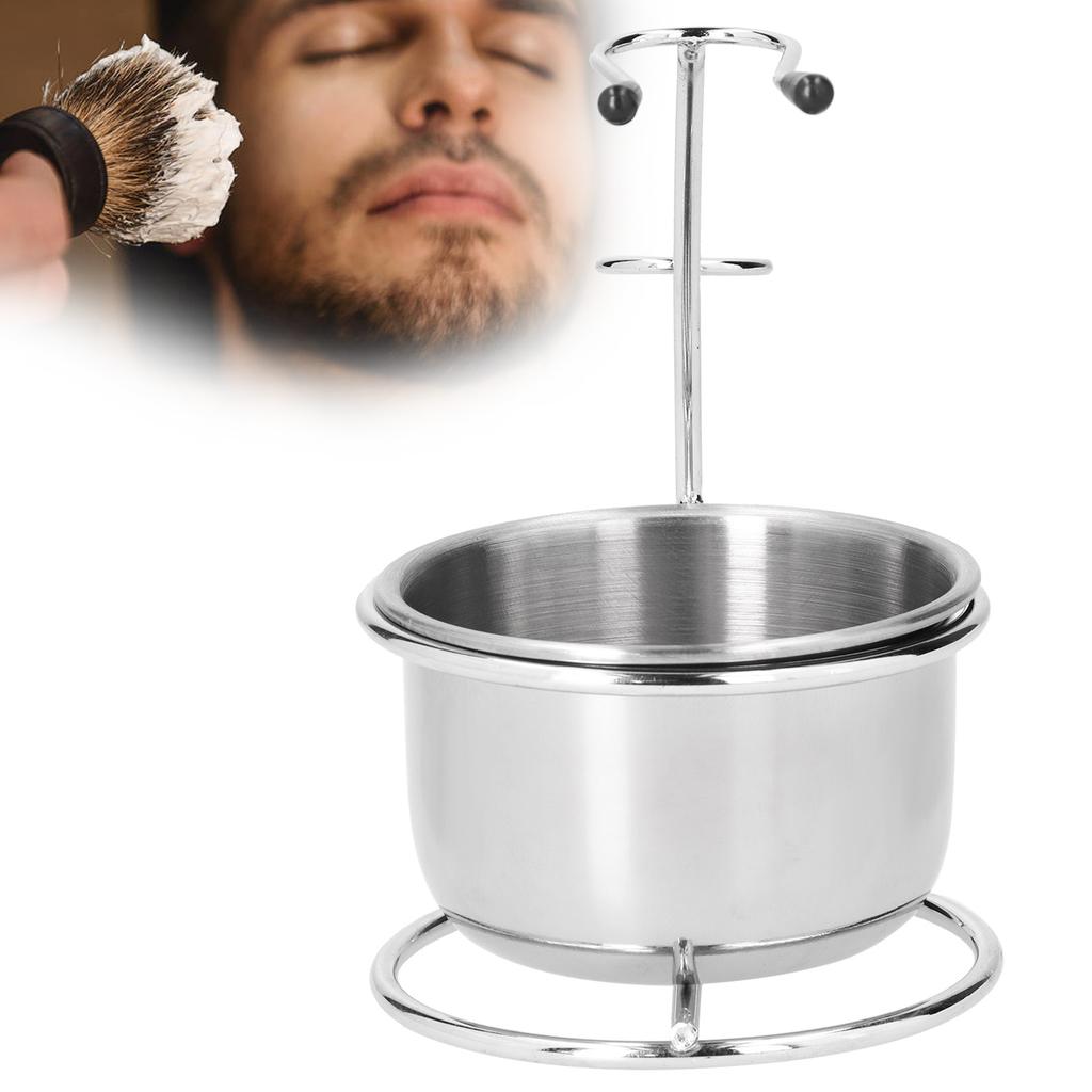 Набор подставка для бритья и чаша Металлический держатель для помазка для бритья Нержавеющая сталь Подставка для мыла для бритья Чаша