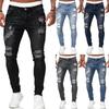 MAITA New Jeans Men's Ripped Trendy Fashion Slim Jeans Pencil Pants