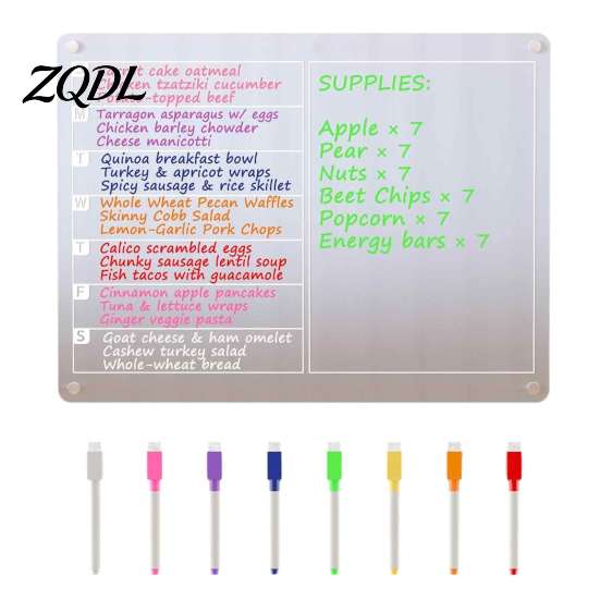 Magnetic Menu Planner for Fridge Acrylic Planning Board, Dry Erase Notepad Memo Board Fridge, Task Organizer Home Clear Monthly Weekly Daily