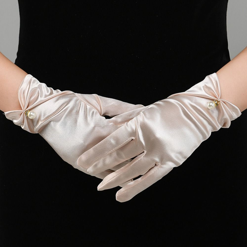 Solid Color Bridal Gloves Satin Dance Mittens Events Activities Dress Stage Gloves Wedding