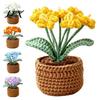 Crochet Flower Gift for Her Crocheted Potted Plant, Artificial Yarn Ornament, Vibrant Multi-color Birthday And Anniversary Knitted Desktop Plant