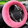 Car Steering Wheel Cover Gearshift Handbrake Cover Protector Decoration Warm Super Thick Plush Collar Soft Black Pink Women Man