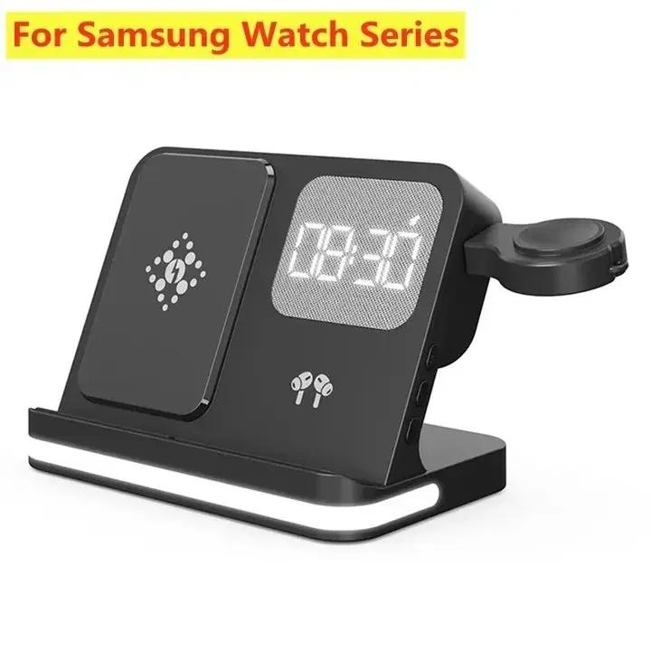Беспроводная зарядная док-станция 6 в 1 для iPhone Samsung S23 S22 Ultra Note Fold Galaxy Watch 5 4 Active Buds с быстрой зарядкой