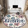 1pc Floral Mama Print Chair Carpet for Office, Round Polyester Mat, Indoor Decor for Office, Washable Non-slip Carpet yy251219107