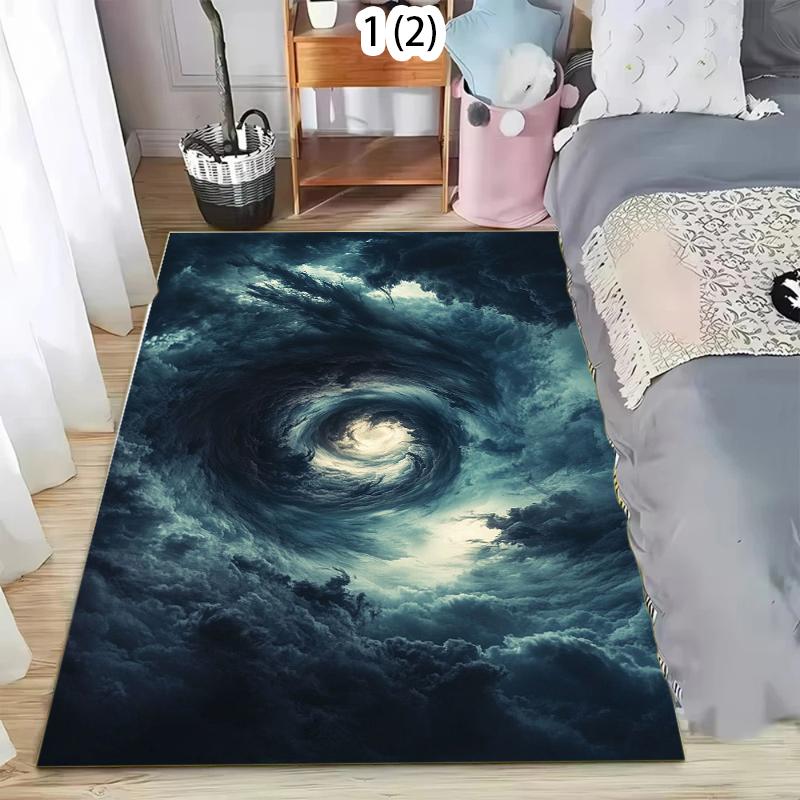 Rug Carpet Mat Non-Slip Storm Vortex Cloudscape Illusion Area Rug for Living Room Bathroom Kitchen Playroom Dramatic Home Decor