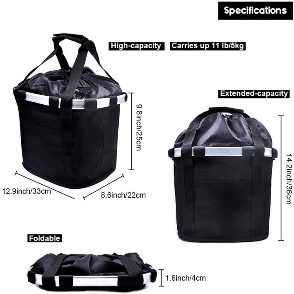 Foldable Bicycle Front Basket Aluminum Zinc Zinc Alloy Frame Mountain Bike Bags Pet Dog Carry Pouch  Outdoor