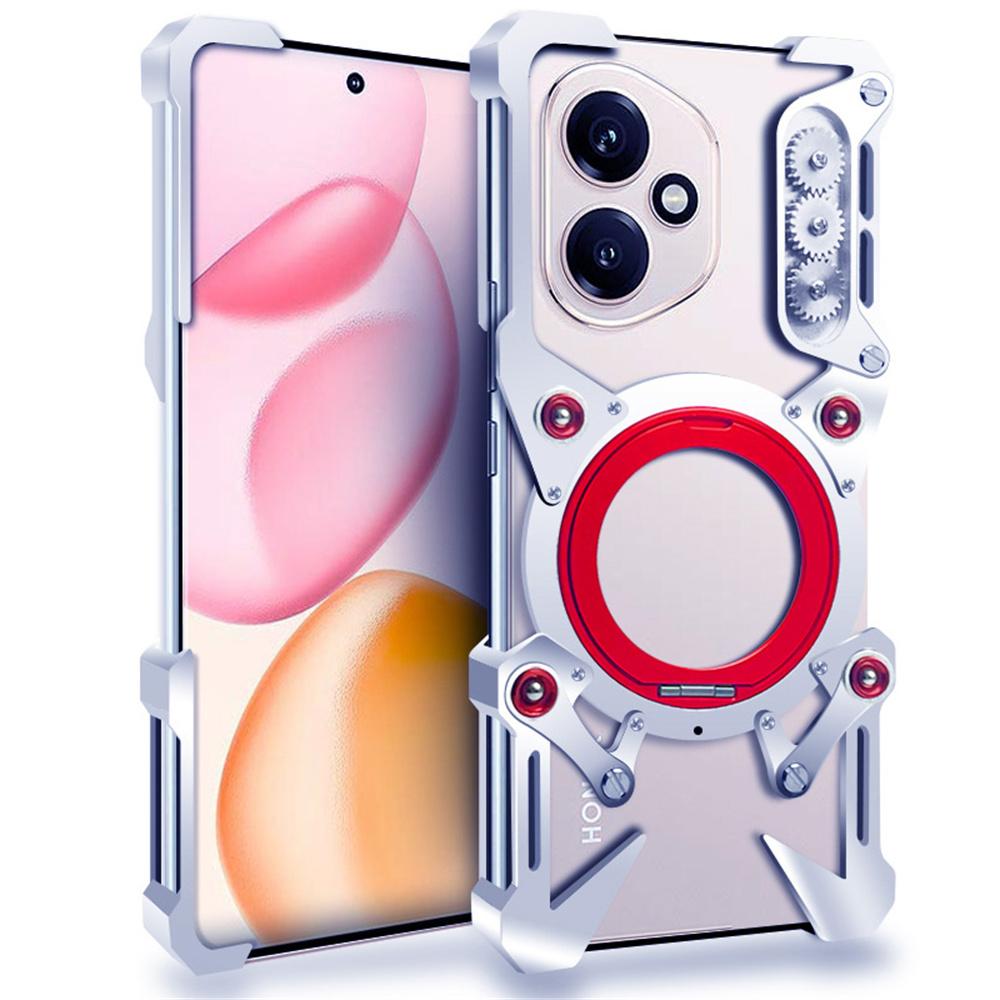 For Honor 400 5G (Global) Bumper Case Kickstand Aluminum Alloy Magnetic Phone Cover with Wrist Strap