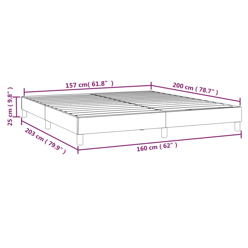 Box Spring Bed Frame Dark Gray 160 x 200 cm Velvet