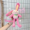 Easter Pull-Up Bunny Toy 11.4" Rabbit Plush Keychain Funny Pull-Out Rabbit Pendant Interactive Colorful Stuffed Animal Toy for Birthdays