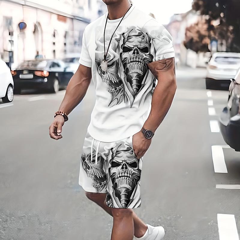 Модный мужской повседневный винтажный костюм, летний дышащий освежающий костюм в пляжном стиле с принтом 3D тигра, свободный мужской топ большого размера