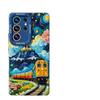 Применимо к чехлу для мобильного телефона Samsung s26ultra, масляная живопись, поезд, s25/24plus, летний, s23, силиконовый, полностью закрывающий, s22, комплекты