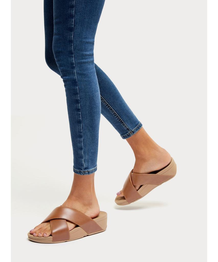 Fitflop [Fitflop][Официальный магазин Samsung C&T] Женские кожаные сандалии-шлепанцы Lulu Cross Slide Светло-загар (Ft64K2D16A)