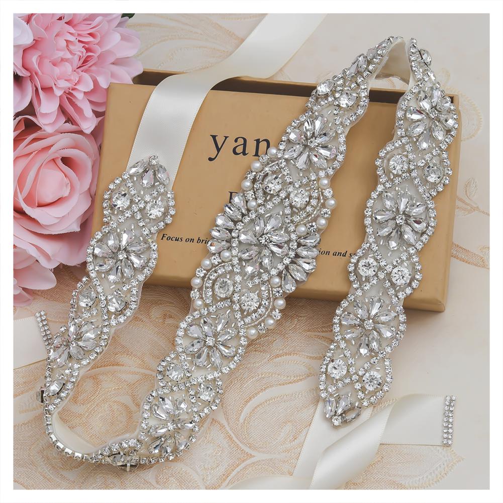 MissRDress Bridal Belt Wedding Belt Silver Sashes Crystal Wedding Belts