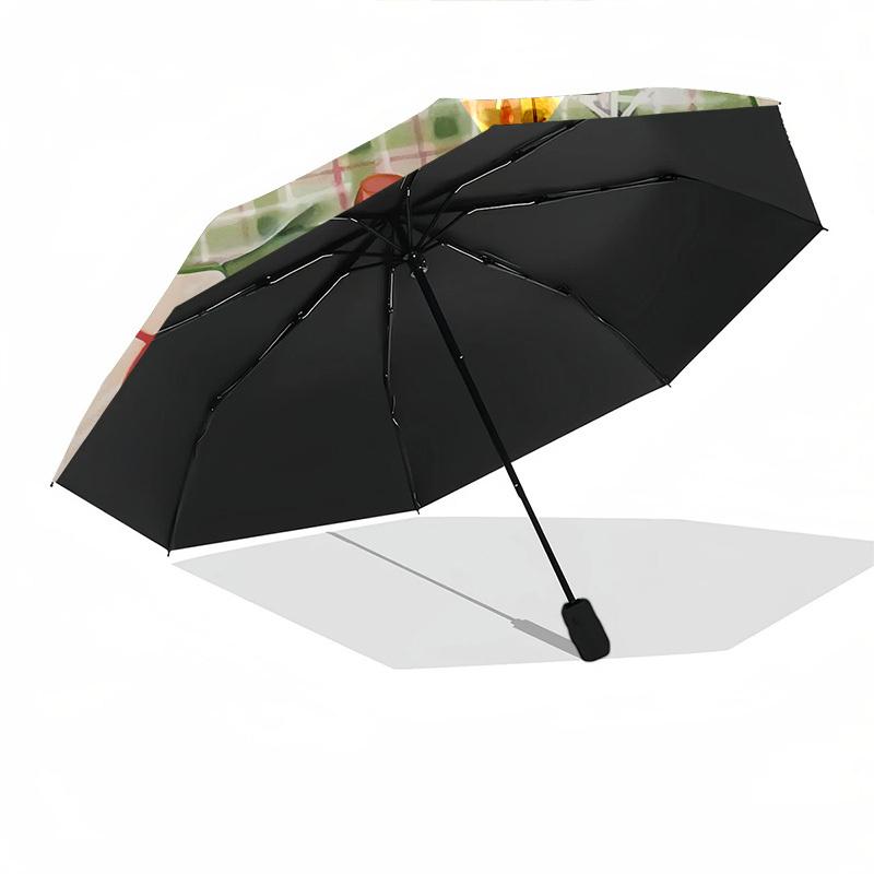 1pc Christmas Gingerbread Man Automatic Folding Umbrella, Portable 3-Fold Design with 8-Bone Iron Frame, Perfect for Fans, Travelers, Daily Use, and F