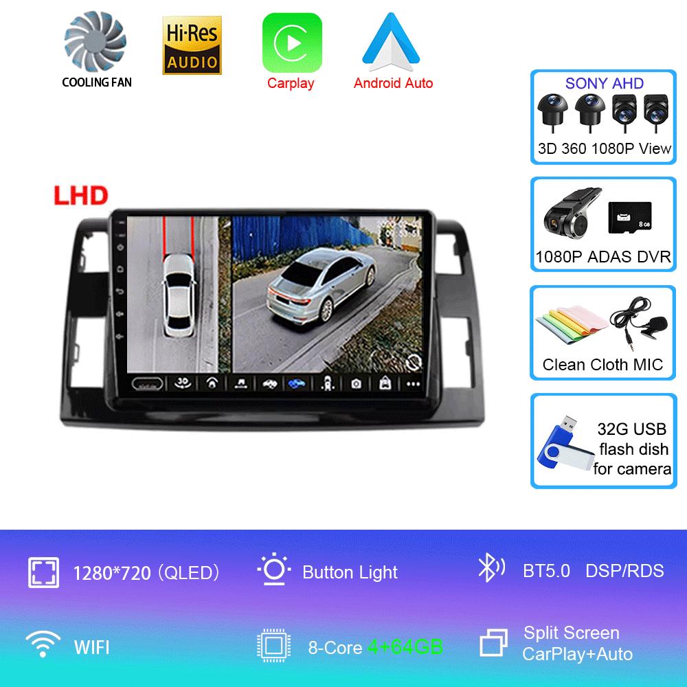 Android 14 For Toyota Previa 3 III XR50 Estima 2006 - 2019 Multimedia Blu-ray QLED Screen Navigation GPS No 2 Din Player